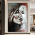 cheap People Paintings-Oil Painting Hand Painted Vertical People Abstract Portrait Modern Rolled Canvas (No Frame)