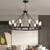 cheap Pendant Lights-LED Pendant Light Vintage Painted Metal Chandelier Lighting, with 6/8/10/12 Lights, Rustic Vintage Farmhouse Chandelier Lighting, Carriage Wheel Pendant, Black