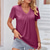 cheap Plain tee-T shirt Tee Women&#039;s Wine Red Black White Solid / Plain Color Pleated Daily Basic Neon &amp; Bright V Neck S
