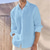 baratos camisas de linho masculinas-Homens camisa de linho Camisa Social Camisa casual camisa de verão camisa de praia Branco Azul Cinzento Manga Longa Tecido Lapela Primavera Verão Casual Diário Roupa