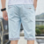 cheap Classic-Men&#039;s Linen Shorts Summer Shorts Crop Patchwork Drawstring Elastic Waist Plain Comfort Breathable Outdoor Daily Going out Linen / Cotton Blend Fashion Casual Sky Blue Khaki