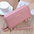 voordelige universele telefoontas-lange vrouwen portemonnee vrouwelijke portemonnees kwastje portemonnee kaarthouder portefeuilles dubbele rits pu lederen clutch luxe geld telefoon tas
