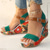 voordelige Vakantiesandalen-Dames boho bloemen wedge sandalen – open teen platform design met verstelbare bandjes voor casual zomeroutfits