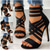 abordables Sandales à talons-sandales à talons hauts à lanières noires pour femmes – bout ouvert, design à talon aiguille avec fermeture éclair au dos, parfaites pour les fêtes, les mariages et les événements en soirée