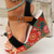 voordelige Vakantiesandalen-Dames boho bloemen wedge sandalen – open teen platform design met verstelbare bandjes voor casual zomeroutfits