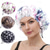 baratos Utensílios de Casa de Banho-Touca de banho de seda com estampa de leopardo, touca de banho dupla à prova d&#039;água, touca de cabelo eva reutilizável para proteção do cabelo, sete cores disponíveis, para cuidados diários com o banho
