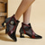 levne Kotníkové boty-dámské černo-červené kotníkové boty se síťovanými panely a zdobenými podpatky - elegantní módní obuv pro zvláštní příležitosti