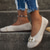 cheap Women&#039;s Flats-Women&#039;s Beige Knit Ballet Flats – Breathable Slip-On Shoes with Floral Embellishment for Casual Outings, Office, and Travel