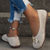 cheap Women&#039;s Flats-Women&#039;s Beige Knit Ballet Flats – Breathable Slip-On Shoes with Floral Embellishment for Casual Outings, Office, and Travel
