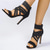 abordables Sandales à talons-sandales à talons hauts à lanières noires pour femmes – bout ouvert, design à talon aiguille avec fermeture éclair au dos, parfaites pour les fêtes, les mariages et les événements en soirée