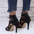 abordables Sandales à talons-sandales à talons hauts à lanières noires pour femmes – bout ouvert, design à talon aiguille avec fermeture éclair au dos, parfaites pour les fêtes, les mariages et les événements en soirée
