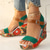 voordelige Vakantiesandalen-Dames boho bloemen wedge sandalen – open teen platform design met verstelbare bandjes voor casual zomeroutfits