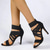 abordables Sandales à talons-sandales à talons hauts à lanières noires pour femmes – bout ouvert, design à talon aiguille avec fermeture éclair au dos, parfaites pour les fêtes, les mariages et les événements en soirée