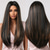 abordables Pelucas sintéticas de moda-pelucas marrones para mujer peluca sintética larga recta en capas cabello natural parte media