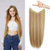 cheap Clip in Extensions-Invisible Wire Hair Extensions with Transparent Headband Adjustable Size Removable Secure Clips in Straight Secret Hairpiece for Women