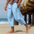 Χαμηλού Κόστους λινό παντελόνι-Ανδρικά Λευκά παντελόνια Καλοκαίρι παντελόνι Παντελόνι παραλίας Κορδόνι Ελαστική μέση Σκέτο Άνεση Αναπνέει Causal Καθημερινά Αργίες Μείγμα Λινό / Βαμβάκι Μοντέρνα Κλασσικό στυλ Μαύρο Λευκό