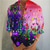 tanie Męskie koszule z nadrukiem-Męskie Koszula Kwiaty Kolorowy blok Wzory graficzne Geometria Kołnierz stawiany Czerwony Niebieski Jasnofioletowy Fioletowy Zielony Na zewnątrz Ulica Długi rękaw Nadruk Odzież Moda Moda miejska