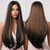abordables Pelucas sintéticas de moda-pelucas marrones para mujer peluca sintética larga recta en capas cabello natural parte media
