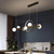 economico Design della linea-globo di vetro lampadario ciondolo in oro nero luce decorazione 6 luce cucina isola lampada a sospensione per sala da pranzo camera d&#039;albergo 110-240v