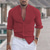 billiga linneskjortor för män-10% linne Herr Skjorta linneskjorta Rödbrun Svart Vit Långärmad Ensfärgat Bandkrage Gata Dagligen Kläder