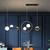 economico Design della linea-globo di vetro lampadario ciondolo in oro nero luce decorazione 6 luce cucina isola lampada a sospensione per sala da pranzo camera d&#039;albergo 110-240v