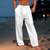 tanie lniane spodnie-Męskie Lniane spodnie Spodnie Letnie spodnie Spodnie plażowe Ściągana na sznurek Elastyczny pas Zakładki/fałdki Równina Komfort Oddychający Codzienny Święto Moda Styl klasyczny Czarny Biały