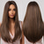 abordables Pelucas sintéticas de moda-pelucas marrones para mujer peluca sintética larga recta en capas cabello natural parte media