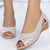 cheap Casual Sandals-Women&#039;s White Peep-Toe Wedge Sandals with Cut-Out Design – Comfortable and Stylish Shoes for Casual Wear, Office, and Summer Outings