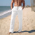 tanie lniane spodnie-Męskie Lniane spodnie Spodnie Letnie spodnie Spodnie plażowe Przednia kieszeń Prosta noga Równina Komfort Oddychający Codzienny Święto Moda Podstawowy Czarny Biały