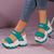 billige Sport Sandaler-tykke plattformsandaler for kvinner – svarte og hvite sporty kilesandaler med justerbare stropper, trendy sommersko for uformelle antrekk og streetwear