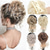 cheap Chignons-Messy Curly Wavy Hair Bun Claw Clip In Tousled Updo Hair Extensions Curly Wavy Synthetic Hair Bun Scrunchie Hair Piece