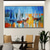 cheap Abstract Paintings-Handmade Oil Painting Canvas Wall Art Decoration Abstract  Seascape Painting Color Sailboat for Home Decor Rolled Frameless Unstretched Painting