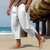 cheap Linen Pants-Men&#039;s Linen Pants Summer Pants Beach Pants Drawstring Elastic Waist Zip Leg Plain Comfort Breathable Casual Daily Holiday Linen / Cotton Blend Fashion Classic Style Black White