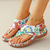 cheap Vacation Sandals-Women&#039;s Floral Print Open-Toe Sandals – Colorful Summer Thong Sandals with Buckle Strap for Casual Wear