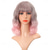 abordables Pelucas de fiesta-Peluca rubia corta con puntas rosas pelucas con flequillo peluca bob mezcla de rubio y rosa peluca rizada y ondulada sintética peluca hasta los hombros para fiestas de Halloween de cosplay