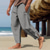 ieftine pantaloni de in-Bărbați Pantaloni de in Pantaloni Pantaloni de vară Pantaloni de plajă Buton Cordon Talie elastică Simplu Confort Respirabil Lungime totală Casual Zilnic Concediu Amestec de Lână / Bumbac Modă Stil