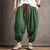cheap Linen Pants-Men&#039;s Linen Pants Trousers Summer Pants Bloomers Drawstring Elastic Waist Drop Crotch Plain Comfort Breathable Outdoor Daily Going out Linen / Cotton Blend Fashion Casual Army Green Navy Blue