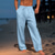 tanie lniane spodnie-Męskie Lniane spodnie Spodnie Letnie spodnie Spodnie plażowe Ściągana na sznurek Elastyczny pas Zakładki/fałdki Równina Komfort Oddychający Codzienny Święto Moda Styl klasyczny Czarny Biały
