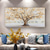 cheap Floral/Botanical Paintings-Mintura Handmade Golden Tree Landscape Oil Paintings On Canvas Wall Art Decoration Modern Abstract Pictures For Home Decor Rolled Frameless Unstretched Painting