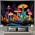 cheap Blacklight Tapestries-Mushroom Fantasy Blacklight Tapestry Glow in the Dark Glow Party UV Reactive Trippy Misty Nature Landscape Hanging Tapestry Wall Art Mural for Living Room Bedroom