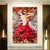 abordables Peintures portraits-fait à la main peint à la main ballerine peinture à l&#039;huile commission originale peinture ballet art mural vertical belle image rouge mur art chambre décor