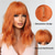 cheap Synthetic Trendy Wigs-Ginger Curly Wigs for Women Short Orange Wigs With Bangs Natural Looking Cosplay Synthetic Hair