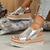 halpa Espadrille-sandaalit-naisten metallinhohtoiset kultaiset keinonahkaiset espadrille-sandaalit, joissa avoin kärki ja solkiremmi, rennot kesäkiilakengät lomalle, rannalle, päivittäisiin asuihin