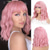 cheap Synthetic Trendy Wigs-Pink Wig with Bangs Short Wavy Pink Wigs for Women Bob Wig 14 Inch Shoulder Length Middle Part Pastel Wig Curly Synthetic Colored Wigs for Girls Daily Cosplay Party Use