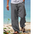 cheap Linen Pants-Men&#039;s Linen Pants Trousers Summer Pants Beach Pants Drawstring Elastic Waist Straight Leg Plain Comfort Yoga Daily Fashion Streetwear Navy Black