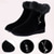 baratos Botas de neve e inverno-botins femininos pretos com acabamento em pele sintética - design elegante, ajuste confortável, forro quente, perfeitos para passeios casuais de inverno e uso diário