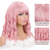 cheap Synthetic Trendy Wigs-Pink Wig with Bangs Short Wavy Pink Wigs for Women Bob Wig 14 Inch Shoulder Length Middle Part Pastel Wig Curly Synthetic Colored Wigs for Girls Daily Cosplay Party Use