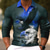 baratos Polo com estampado Gráfico-Estampas Abstratas Homens Casual 3D Imprimir Camiseta Polo Casual / Diário Manga Longa Camisas polo Azul Laranja Outono &amp; inverno S M L pólo de lapela
