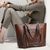 cheap Handbag &amp; Totes-Vintage Brown Faux Leather Tote Bag with Braided Straps and Tassel Detail - Ideal for Daily Use and Casual Outings