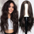 cheap Synthetic Trendy Wigs-Long Ombre Blonde mixed Brown Highlight Wavy Wig for WomenMiddle Part Curly Wavy Wig Natural Looking Synthetic Heat Resistant Fiber Wig for Daily Party Use 26IN